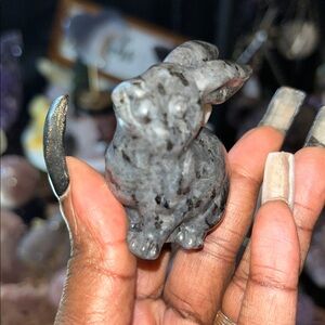 Adorable Larvikite Bunny carving